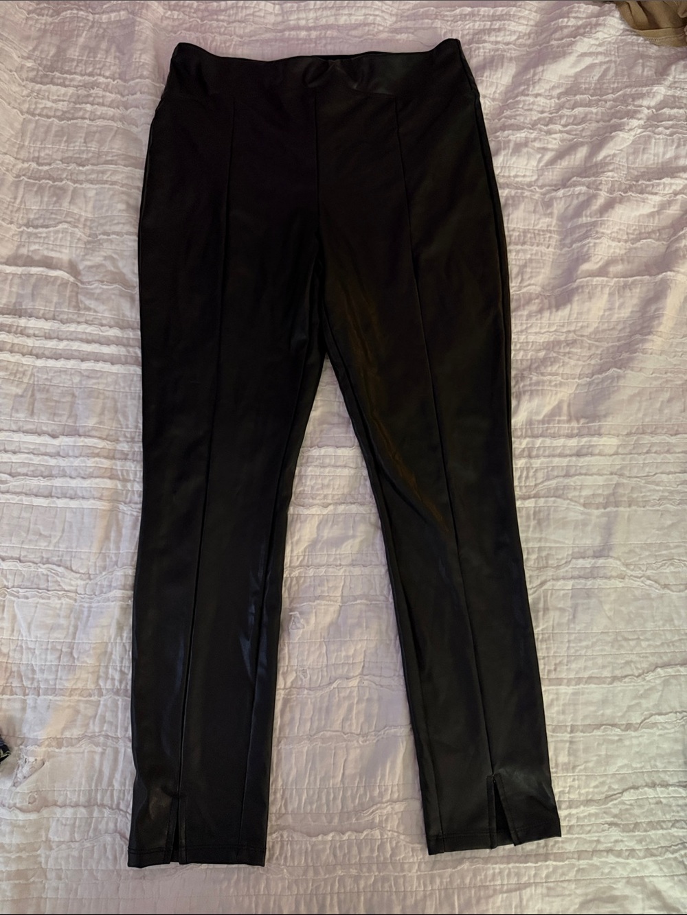 Express Black Skinny Pull-On Ponte Pants with Ankle Slits